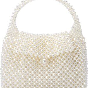 Women Pearl Clutch Bag Beaded Evening Wedding Party Bridal Handbag